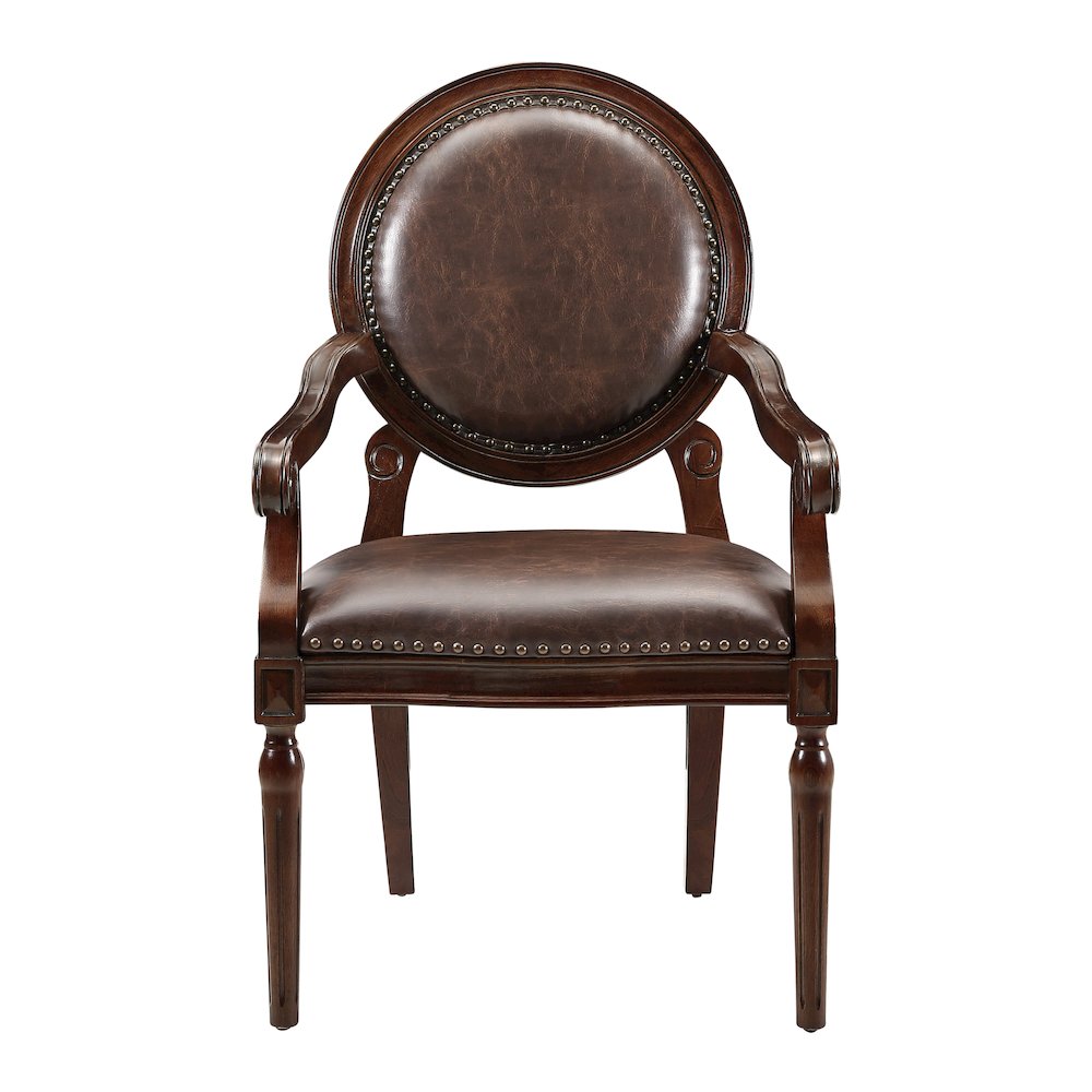 Aldermont Faux Leather Accent Chair in Dark Brown