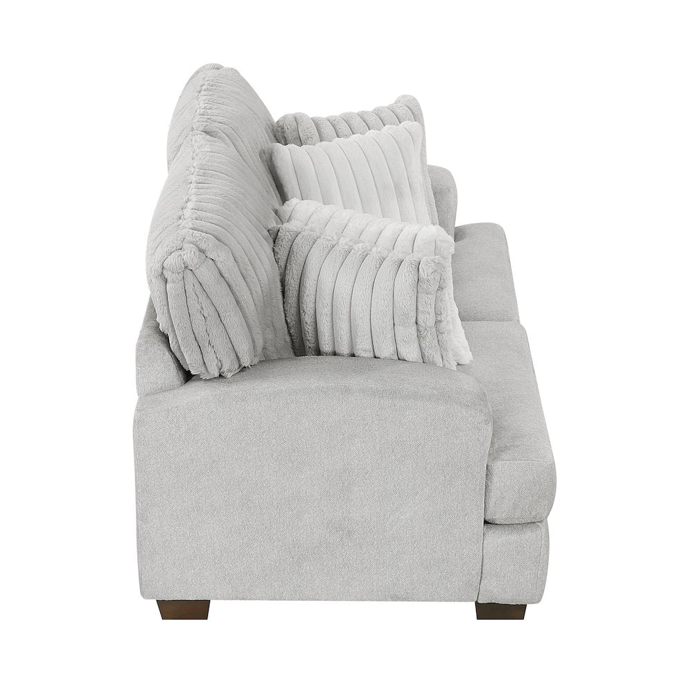 Santiago Microfiber 2pc Set: Sofa, Loveseat in Light Gray
