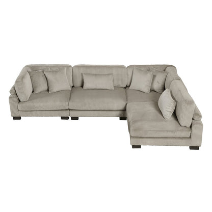 Traverse Corduroy 4-Piece Modular Sectional in Taupe
