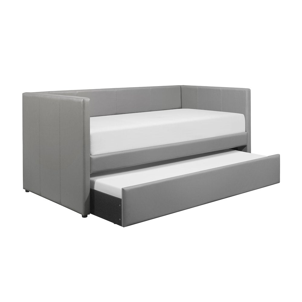 Adra Faux Leather Daybed in Gray
