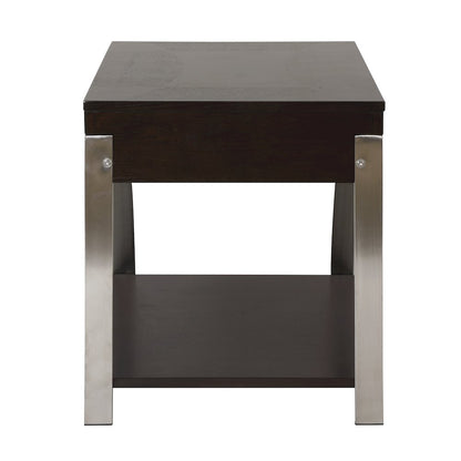 Tioga Engineered Wood End Table with Lift-Top and Storage in Espresso