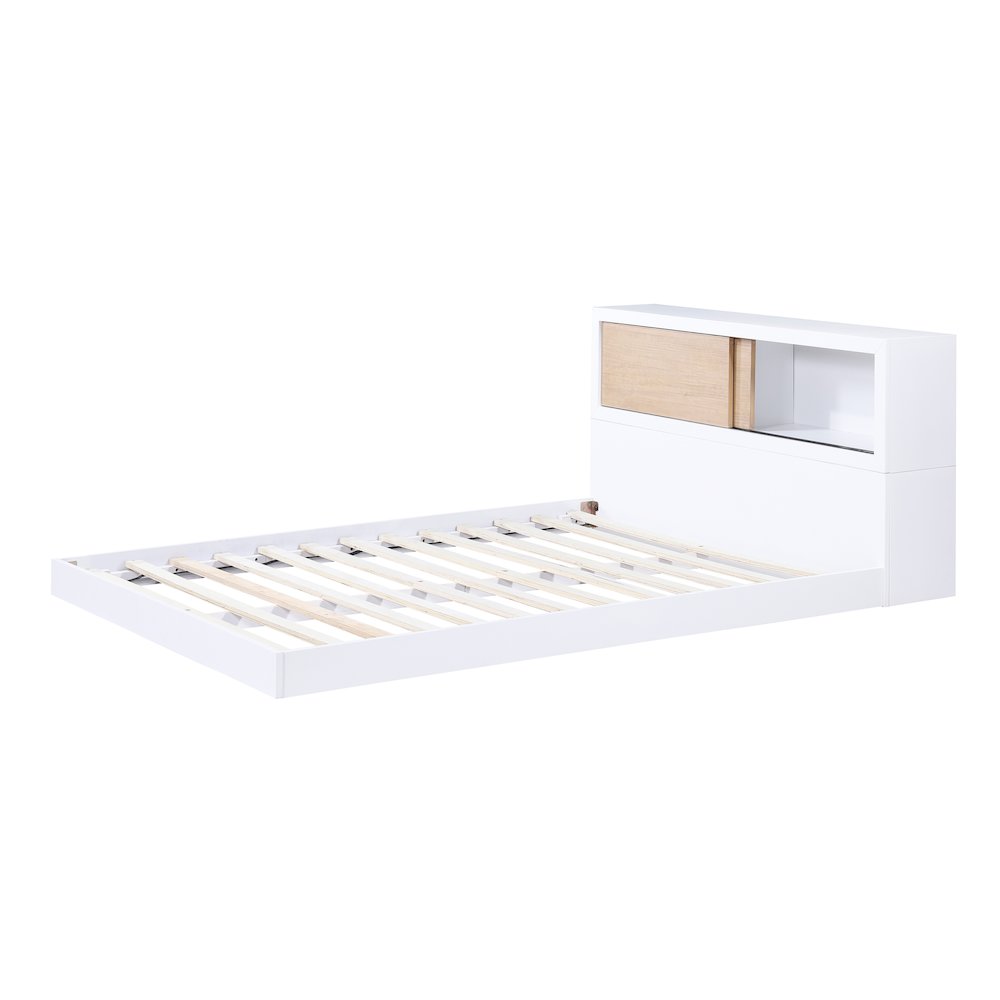 Asker Asian Hardwood Full Bookcase Bed in 2-Tone (White and Natural)
