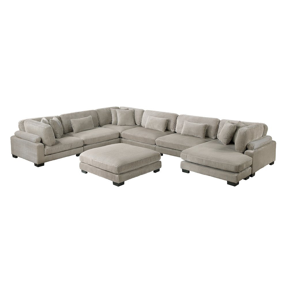 Traverse Corduroy 6-Piece Modular Sectional with chaise in Taupe