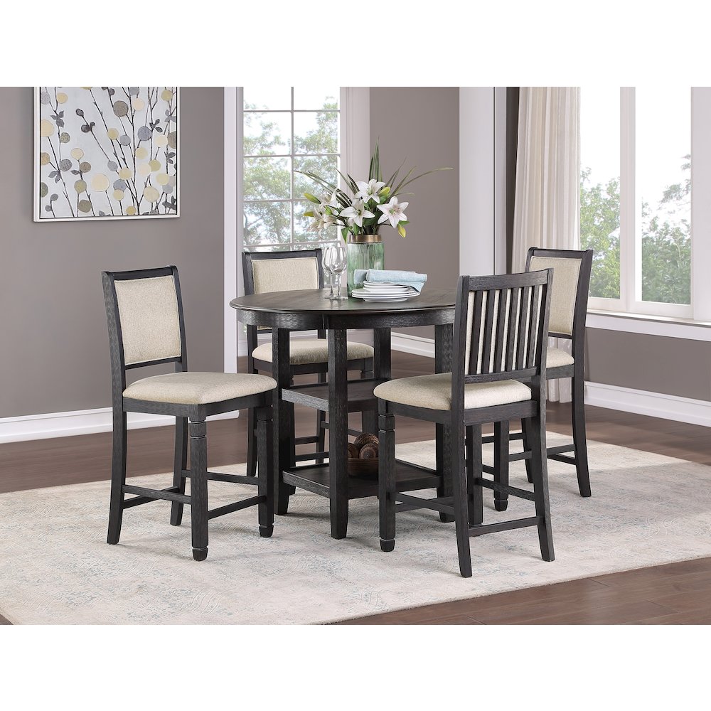 Asher Wood Counter Height Dining Room Table in Brown and Black Finish