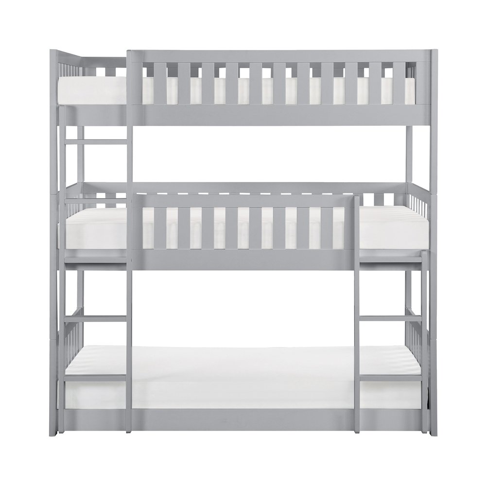Orion Pine Triple Bunk Bed in Gray