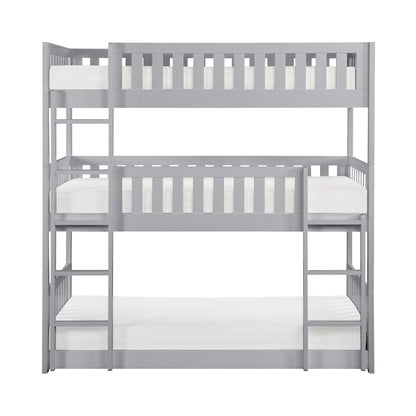 Orion Pine Triple Bunk Bed in Gray