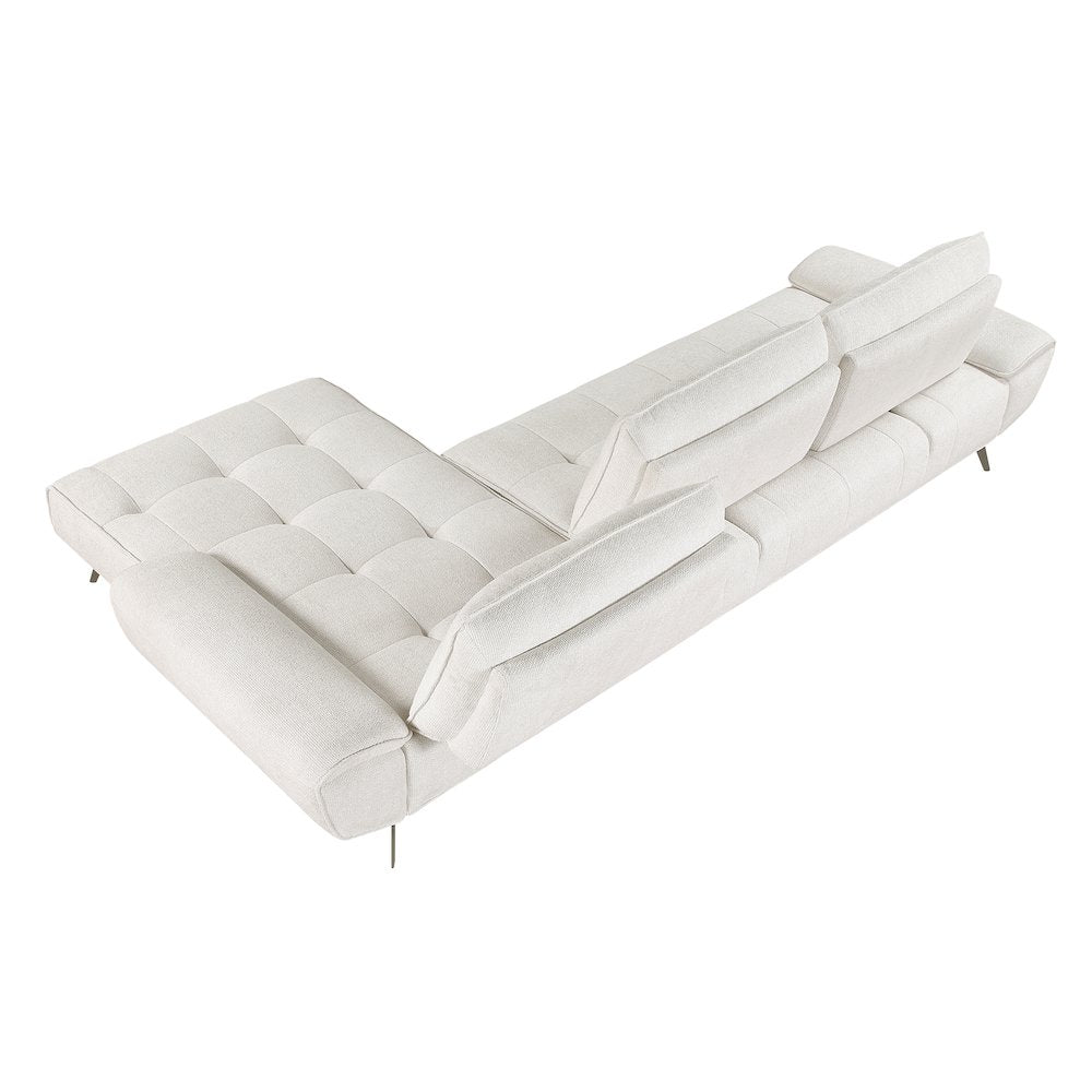 Dominic Chenille 2-Piece Sectional with Right Chaise in Beige