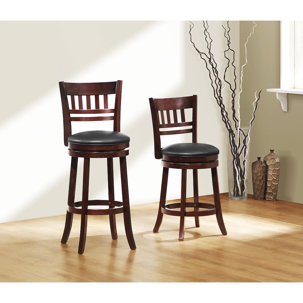 Edmond Rubberwood Bar Height Swivel Bar Stool in Dark Cherry