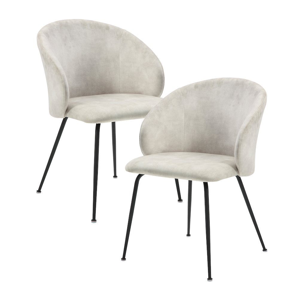 Cosimo Velvet Dining Room Side Chair, set of 2 in Beige
