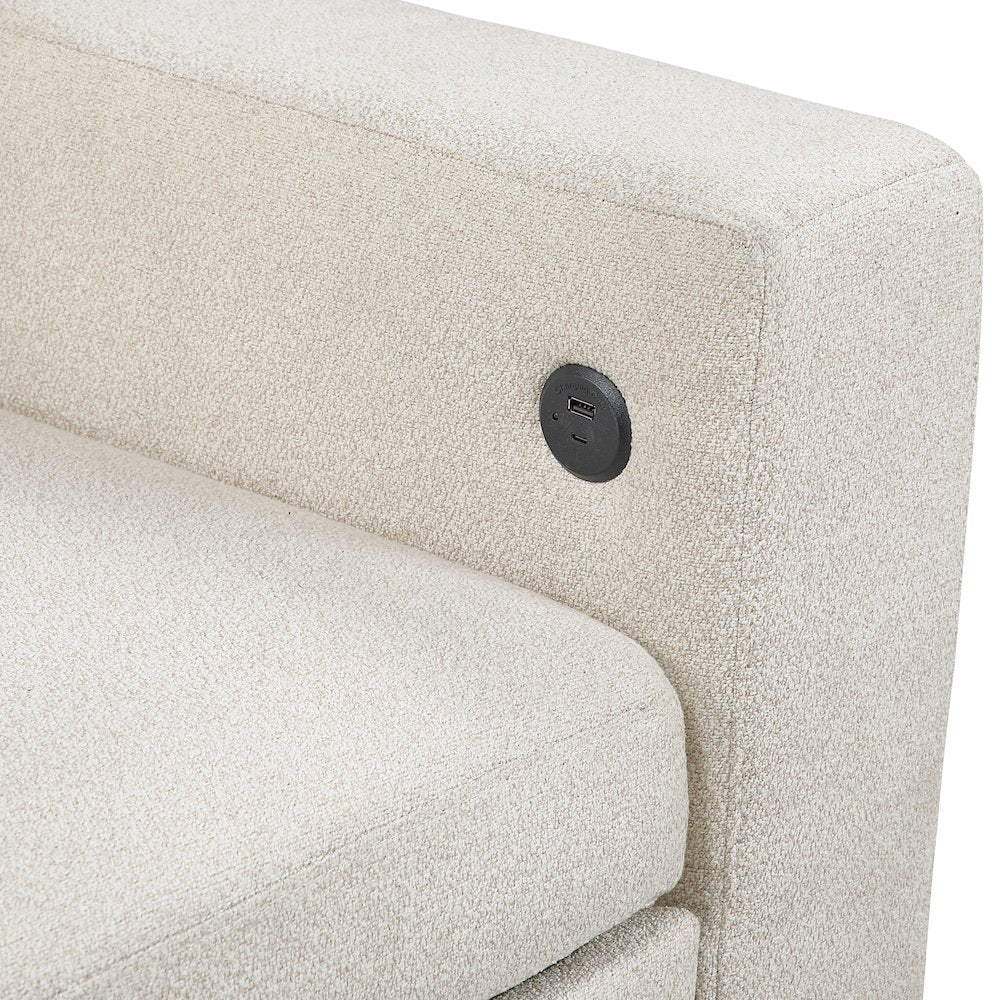 Robinson Boucle Love Seat with Pull-out Bed, Shelves in Beige