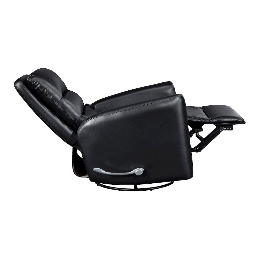 Dimitri Faux Leather Swivel Glider Reclining Chair in Black