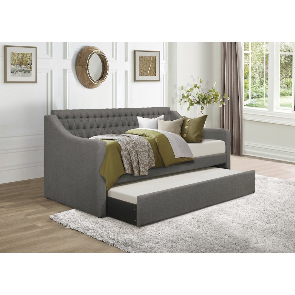 LaBelle Fabric Daybed with Trundle in Gray