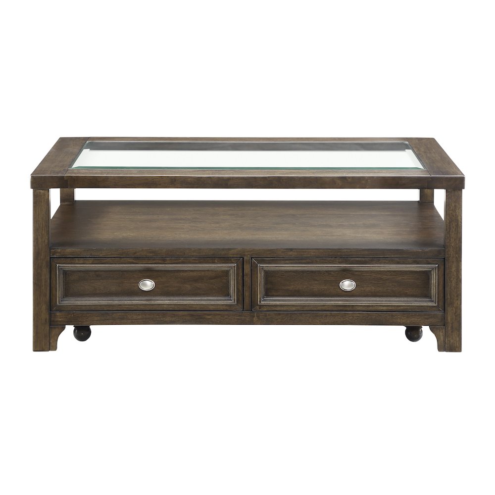 Auburn Asian Hardwood Cocktail Table in Charcoal Brown