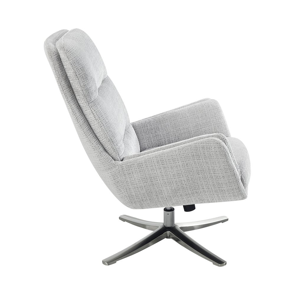 Parker Chenille Swivel Chair with Ottoman in Gray