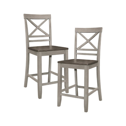Brightleaf Wood Counter Height Chair, set of 2 in Brown and Light Gray