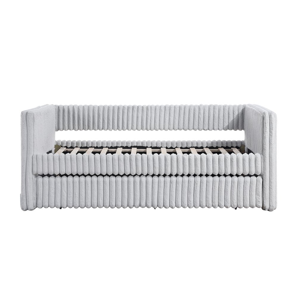 Chapman Corduroy Daybed with Trundle in Gray