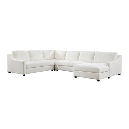 Zayden Textured 4-Piece Sectional with Right Chaise in Ivory