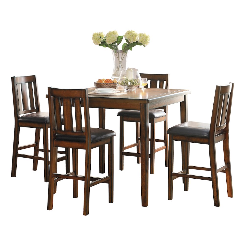 Delmar Wood Veneer Counter Height Dining Table Set (Set of 5) in Black