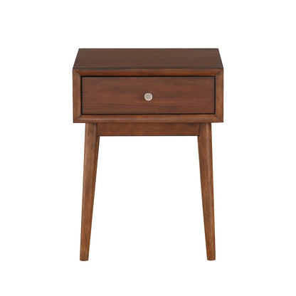 Frolic Rubberwood End Table with Functional Drawer in Brown
