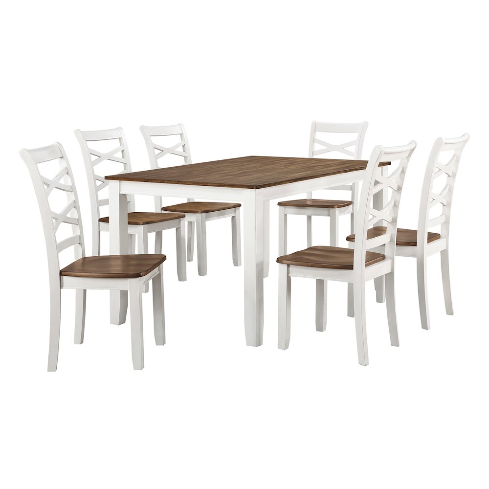 Dobson Mango Veneer Dining Set (set of 7) in Cherry and White