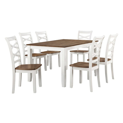 Dobson Mango Veneer Dining Set (set of 7) in Cherry and White