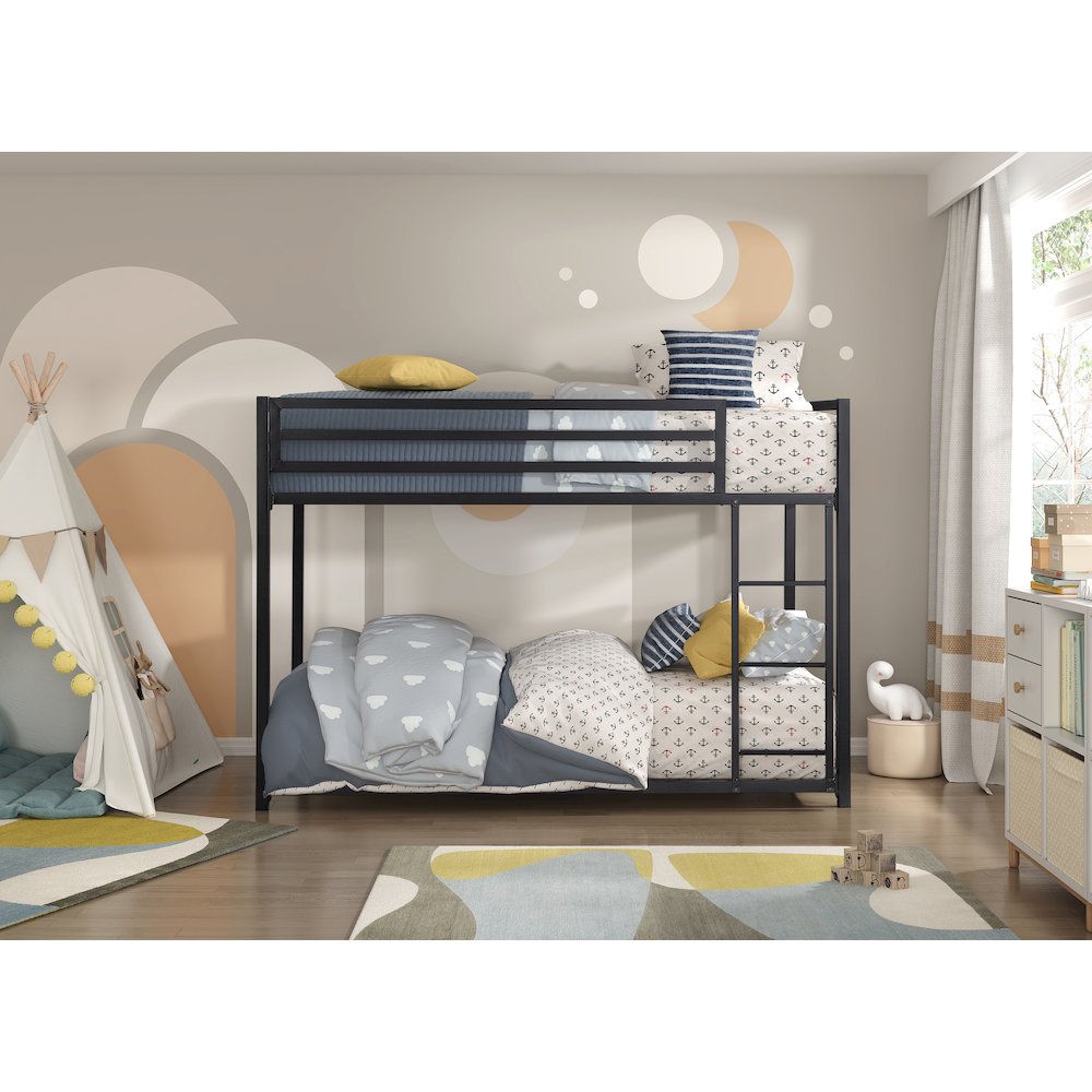 Jovie Metal Twin Over Twin Metal Bunk Bed in Black