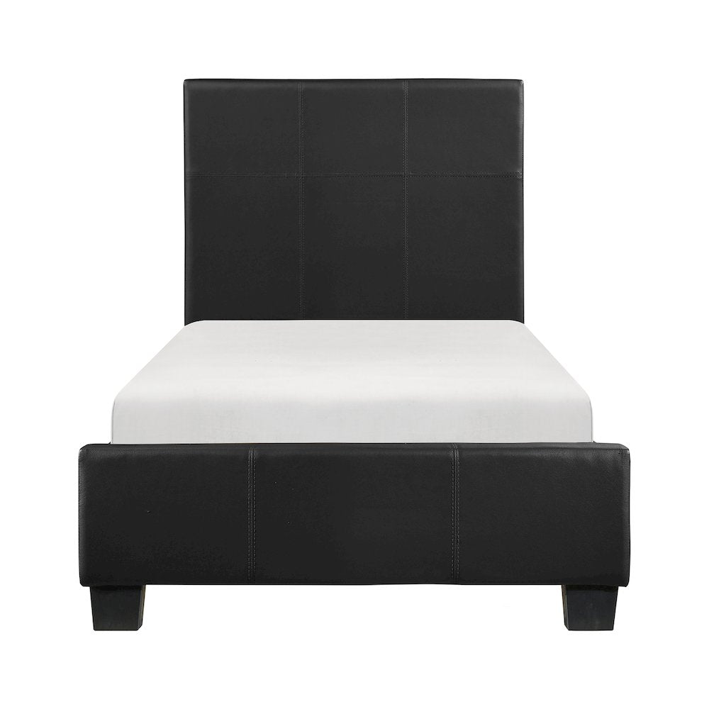Lorenzi Faux Leather Twin Bed in Black