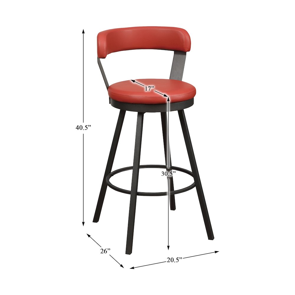 Appert Metal Swivel Pub Height Chair,  set of 2 in Red