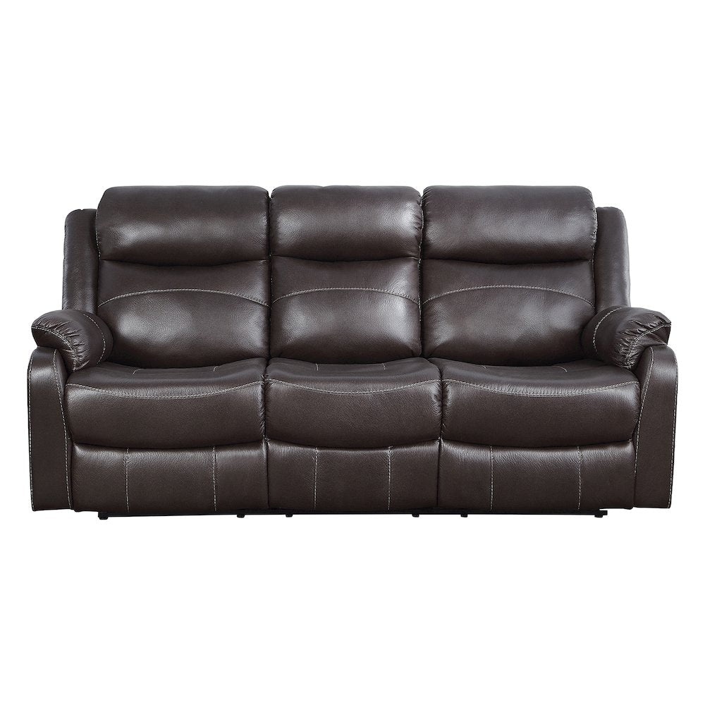 Yerba Microfiber Double Reclining Sofa in Dark Brown