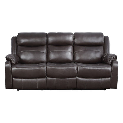Yerba Microfiber Double Reclining Sofa in Dark Brown