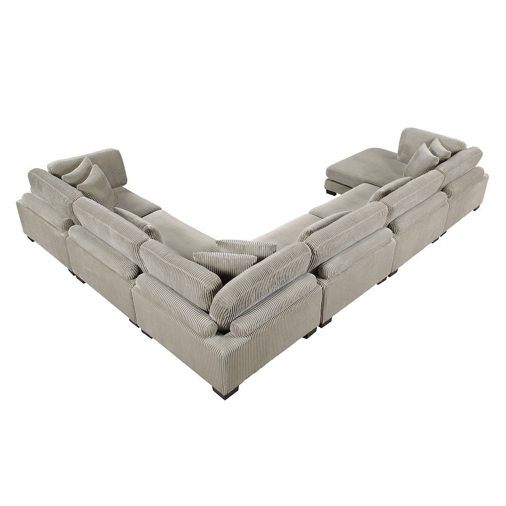 Traverse Corduroy 6-Piece Modular Sectional with chaise in Taupe