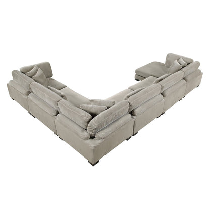 Traverse Corduroy 6-Piece Modular Sectional with chaise in Taupe