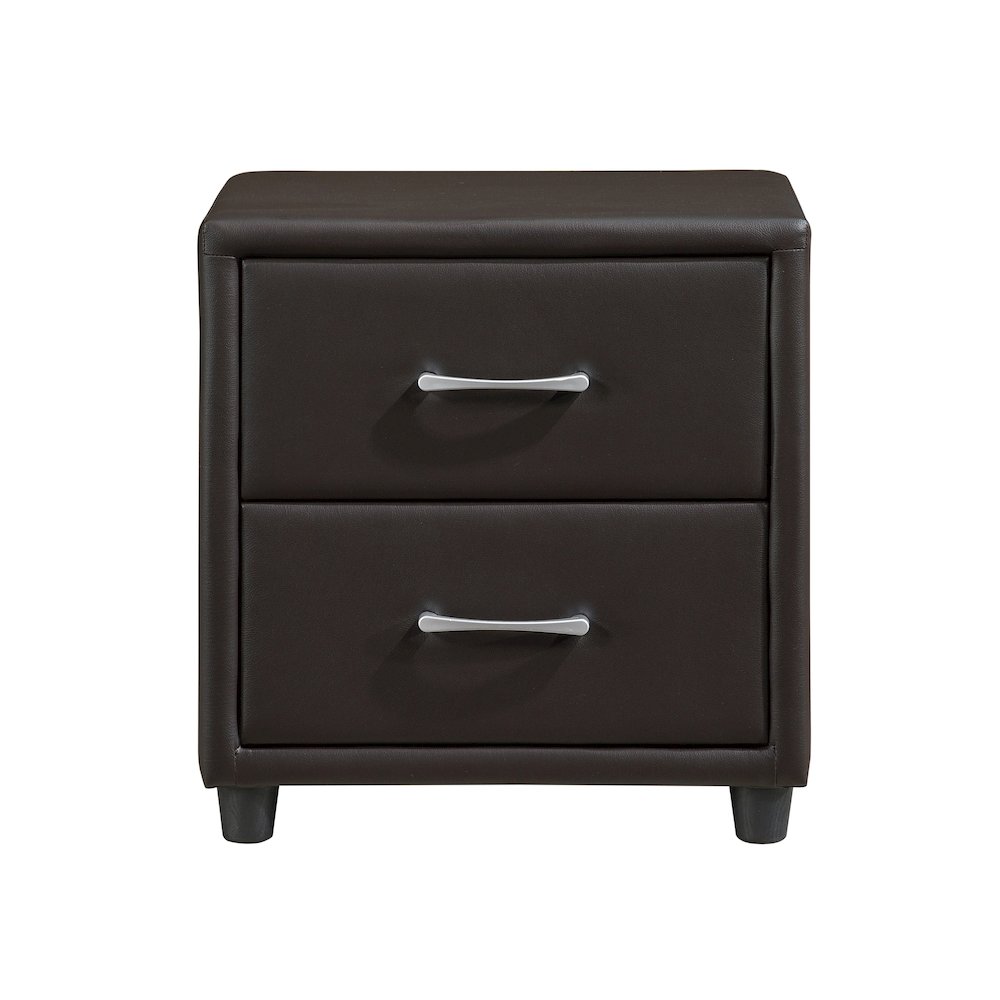 Lorenzi Faux Leather Nightstand in Dark Brown