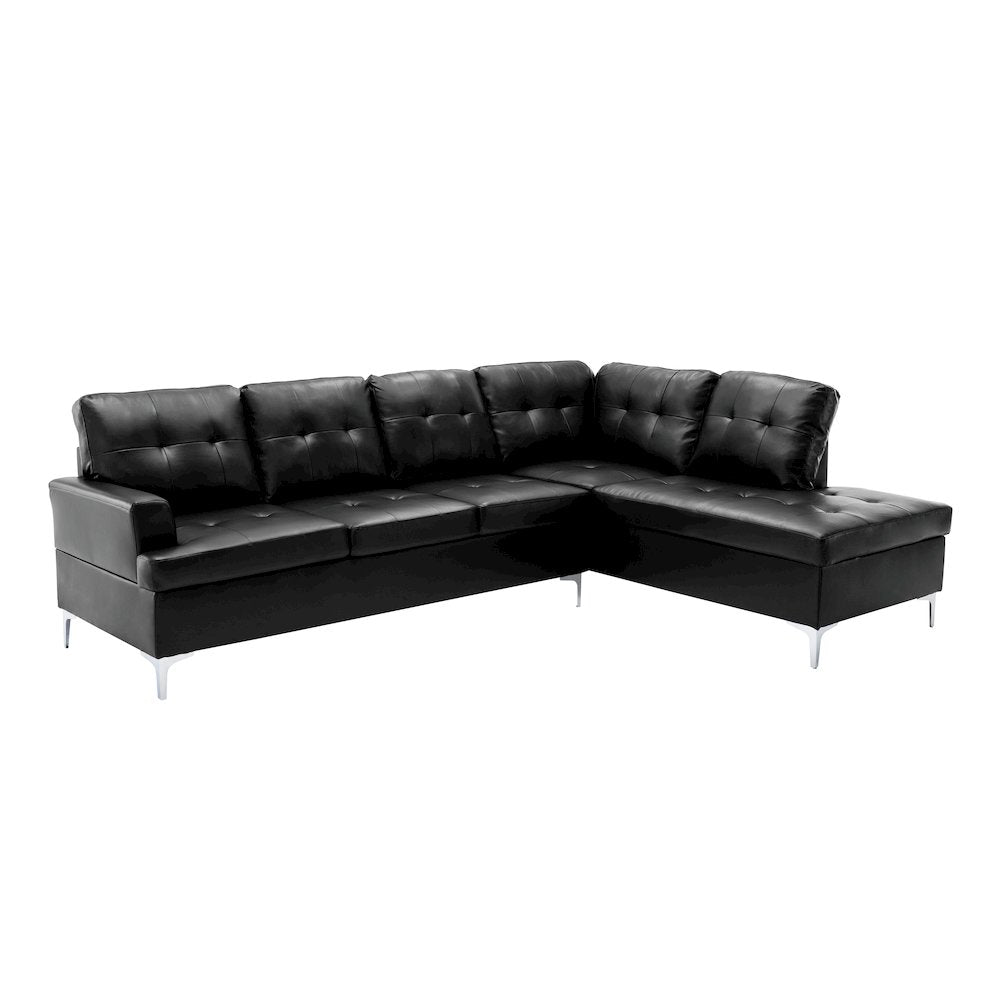 Barrington Faux Leather 2-piece set Sectional Sofa in Black