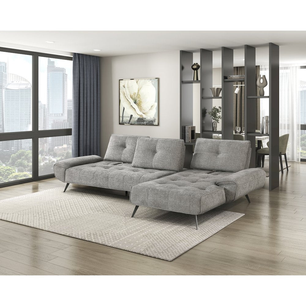 Dominic Chenille 2-Piece Sectional with Right Chaise in Dove Gray