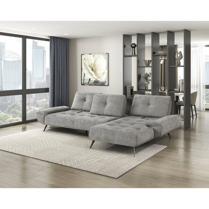 Dominic Chenille 2-Piece Sectional with Right Chaise in Dove Gray
