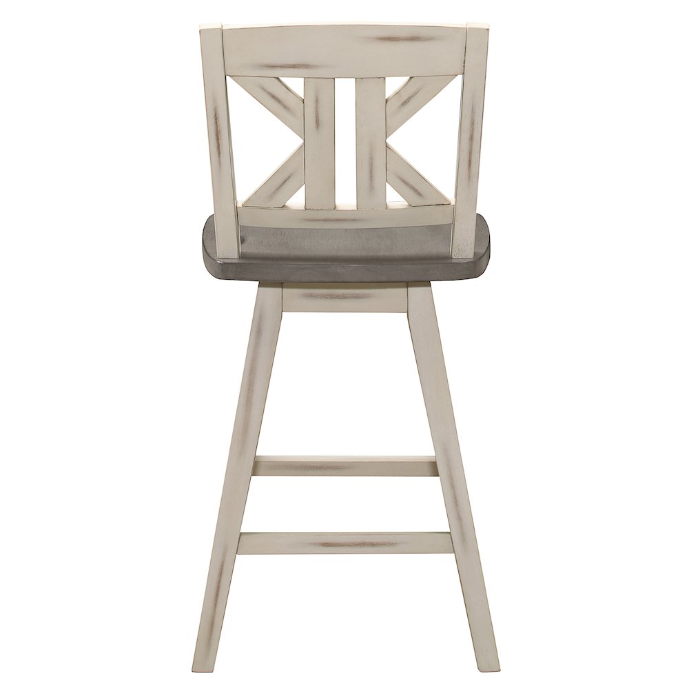 Amsonia Wood Swivel Counter Height Chair, set of 2 in Gray and White