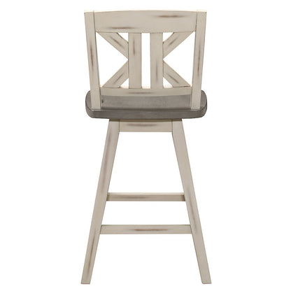 Amsonia Wood Swivel Counter Height Chair, set of 2 in Gray and White