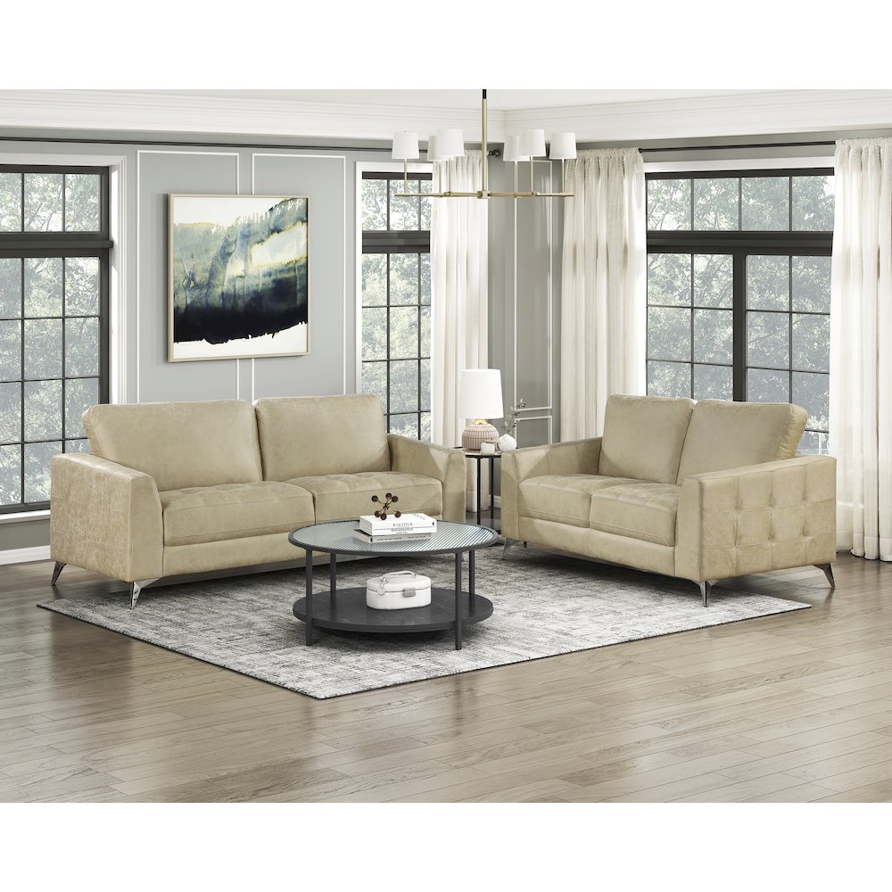 Cazon Microfiber Love Seat in Sand
