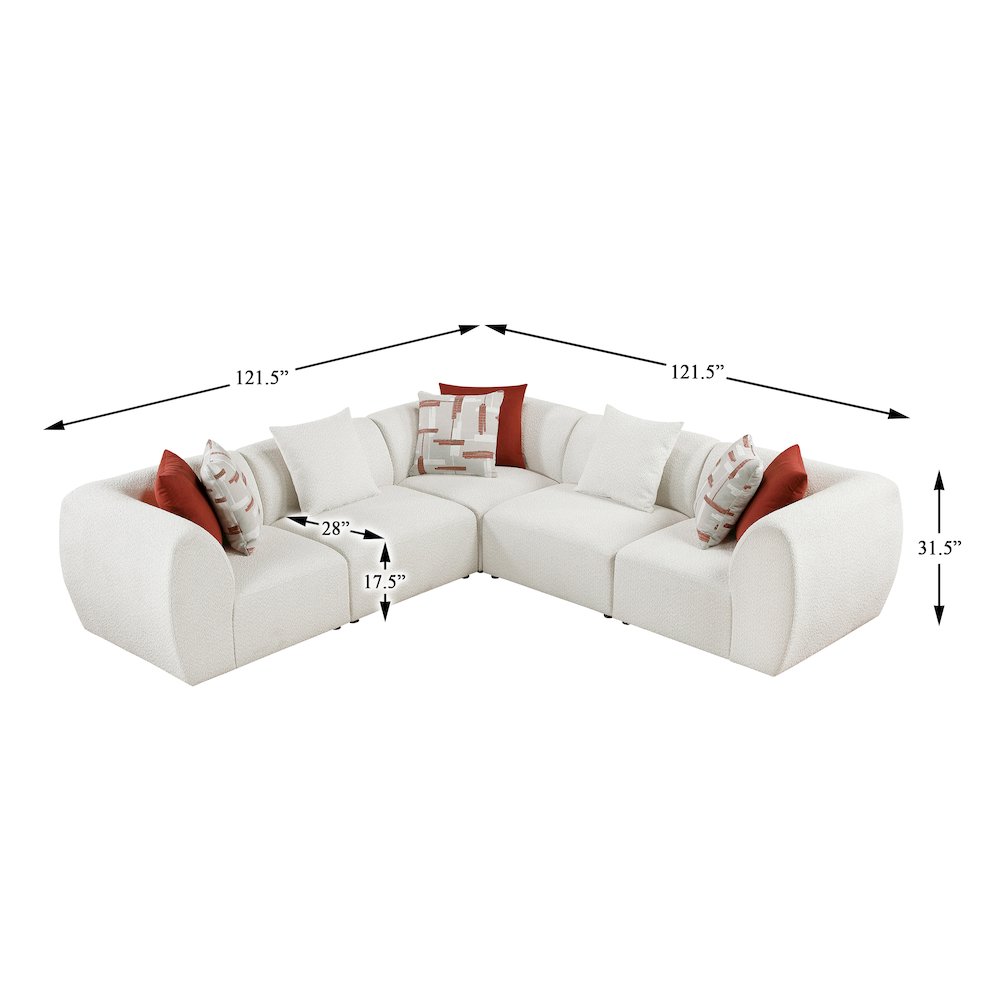 Franz Chenille 5-Piece Modular Sectional in Beige
