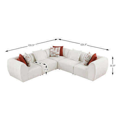 Franz Chenille 5-Piece Modular Sectional in Beige