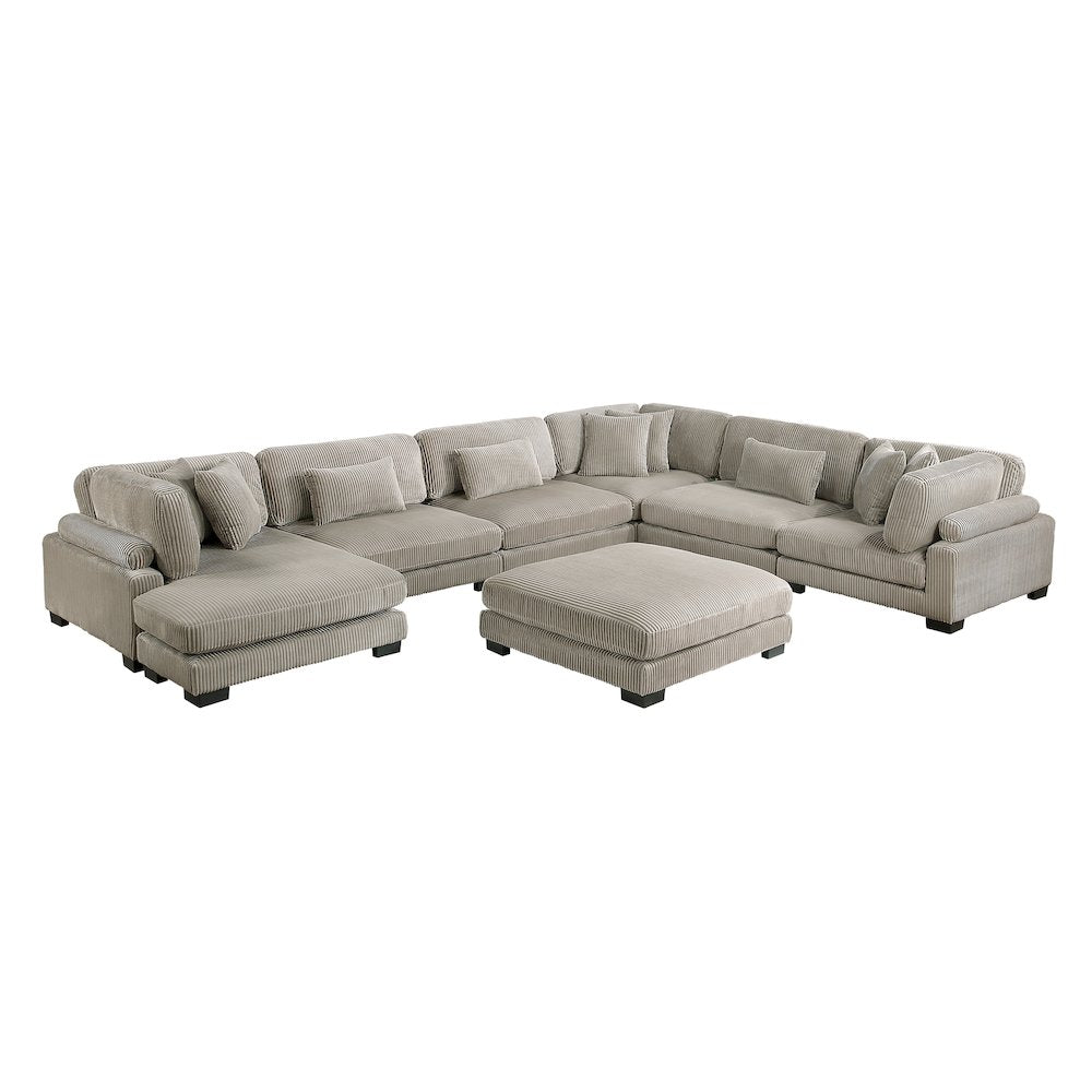 Traverse Corduroy 6-Piece Modular Sectional with chaise in Taupe
