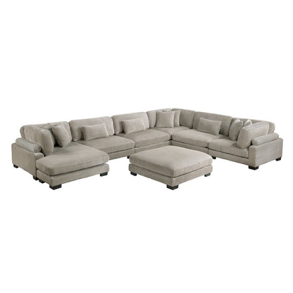 Traverse Corduroy 6-Piece Modular Sectional with chaise in Taupe
