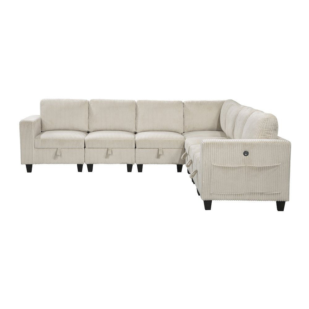 Walterboro Corduroy 7-Piece Sectional with Storage in Beige