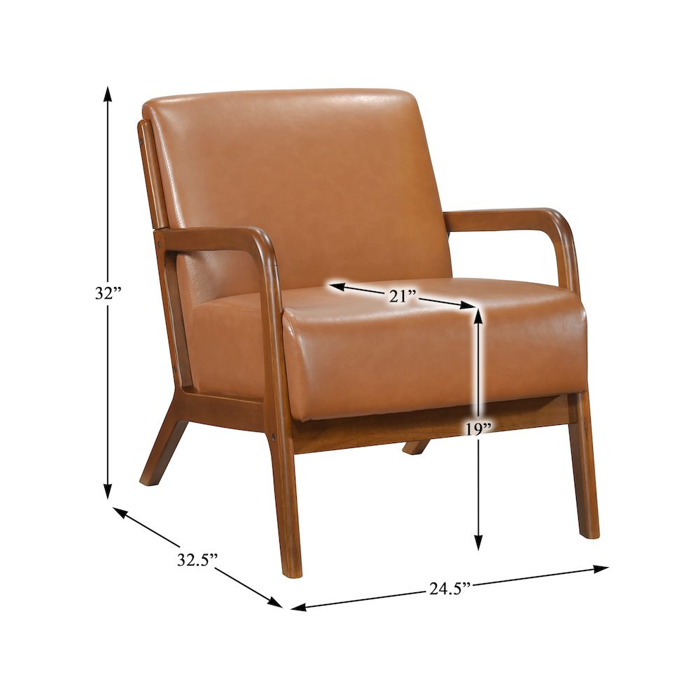 Gabe Faux leather Accent Chair in Matt Brown