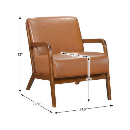 Gabe Faux leather Accent Chair in Matt Brown