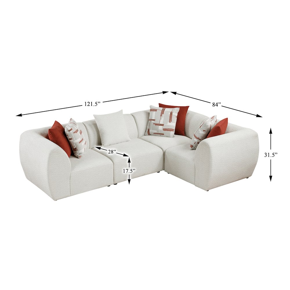 Franz Chenille 4-Piece Modular Sectional in Beige