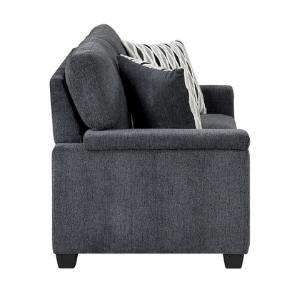 Chelsea Chenille 2pc Set: Sofa, Loveseat in Dark Gray