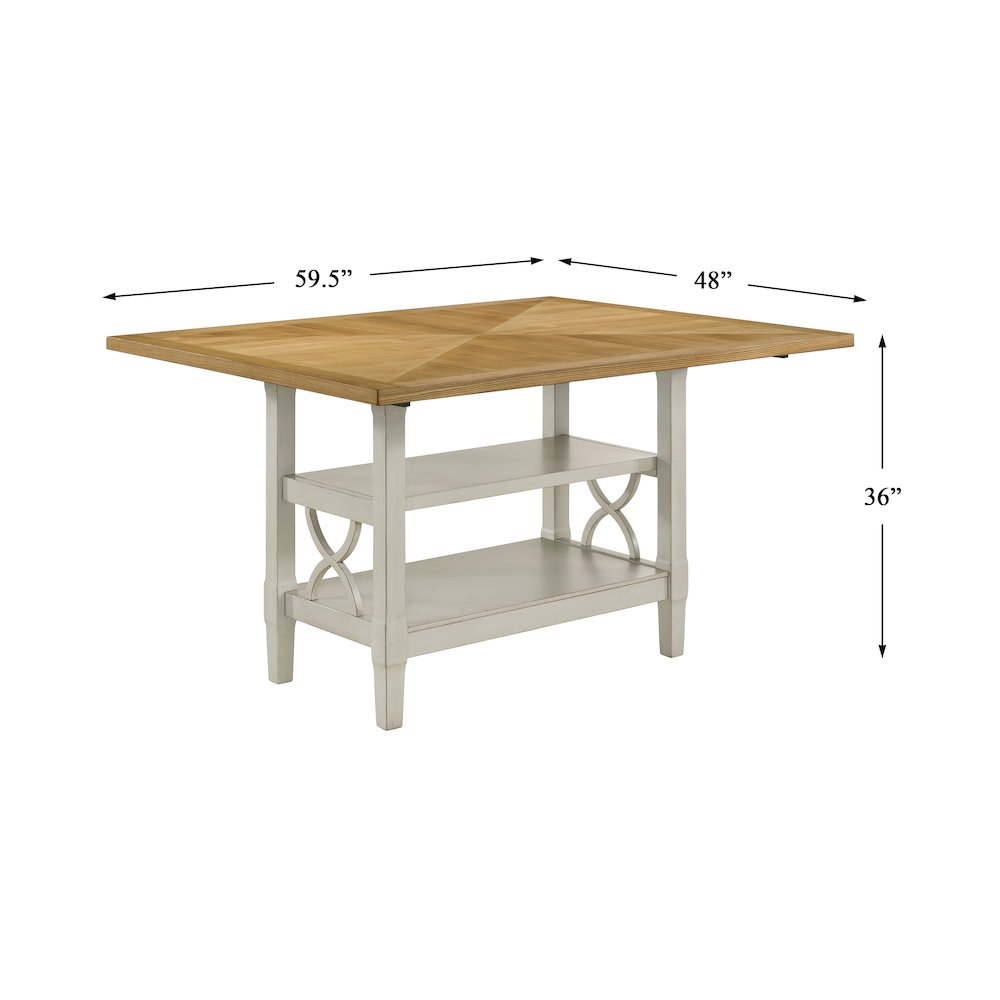 Maribelle Wood Veneer Counter Height Table in Light Oak and Gray