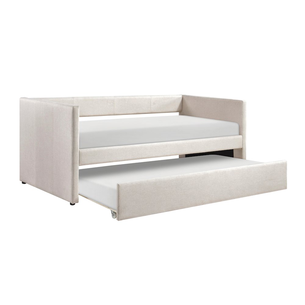Trudy Textured Daybed with Trundle in Beige